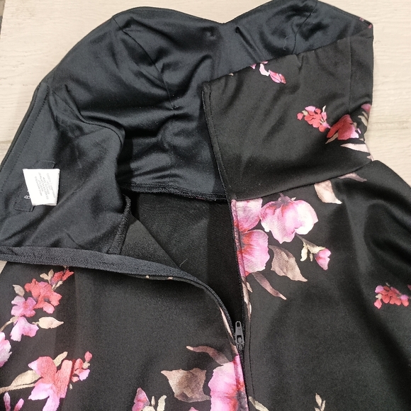 B Darlin Elegant Black Skirt with Pink Floral Design - Picture 8 of 12